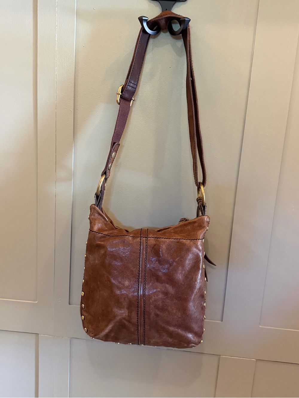 Fossil Leather Crossbody Bag with Brass Hardware - Picture 2 of 10